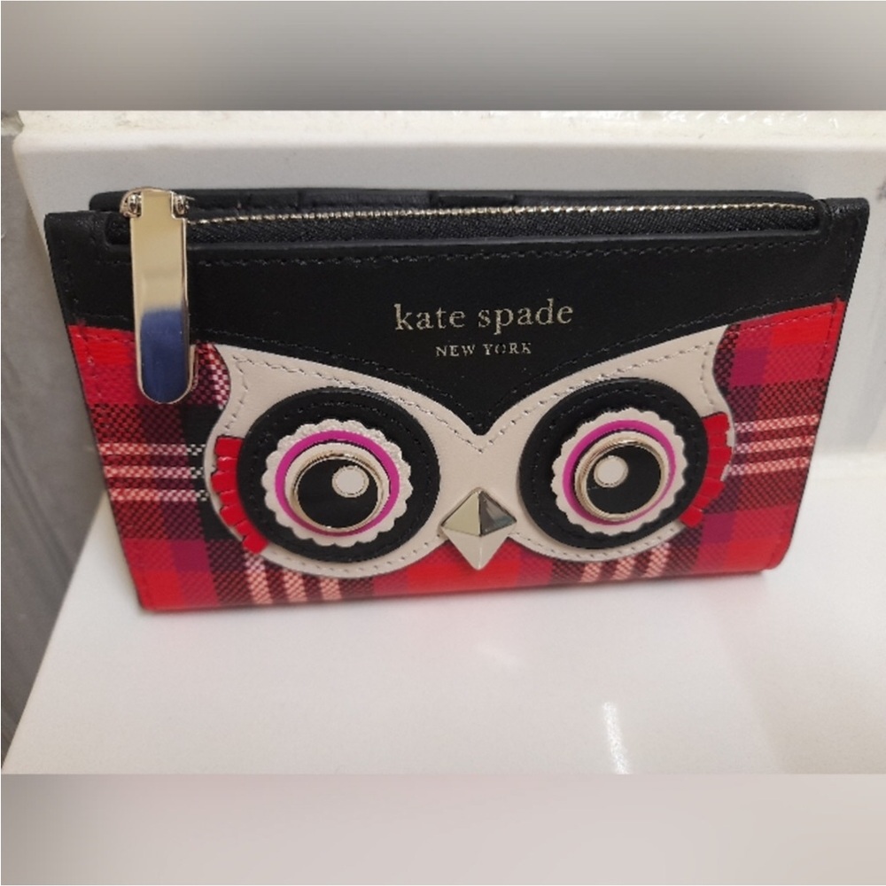 Kate Spade Blink Plaid Owl wallet.